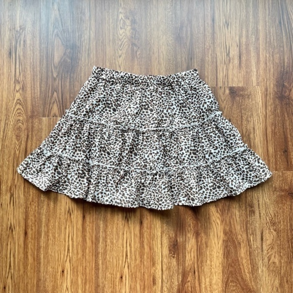 SHEIN Ruffled Leopard Print Mini Skirt, M